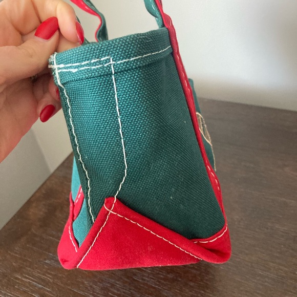 Vintage L.L. Bean Boat and Tote Mini Canvas Tote Bag Christmas Snowshoe USA - Picture 10 of 10